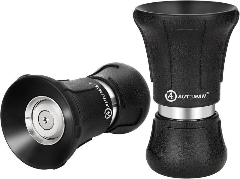 AUTOMAN Garden Hose Nozzle Heavy Duty, 2 Pack Fireman Hose Nozzle, High Pressure Water Hose Sprayer Nozzle, Adjustable Spray Nozzles for Washing Car, Cleaning Ground, Watering Plants, Showing Pets - Image 1